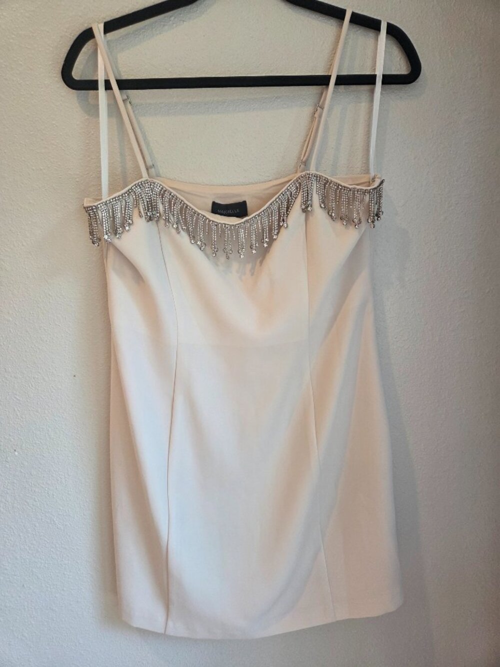 Majorelle Ivory Rhinestone Fringe Mini Dress Womens Medium NWT Cocktail Party